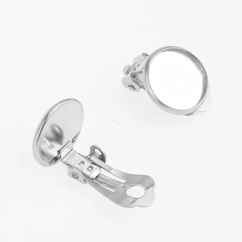 

10pcs/lot Stainless Steel 12mm Blank for Ear Clip Cabochons Button Bezels No Fade Earring Findings Jewelry Making Supplies