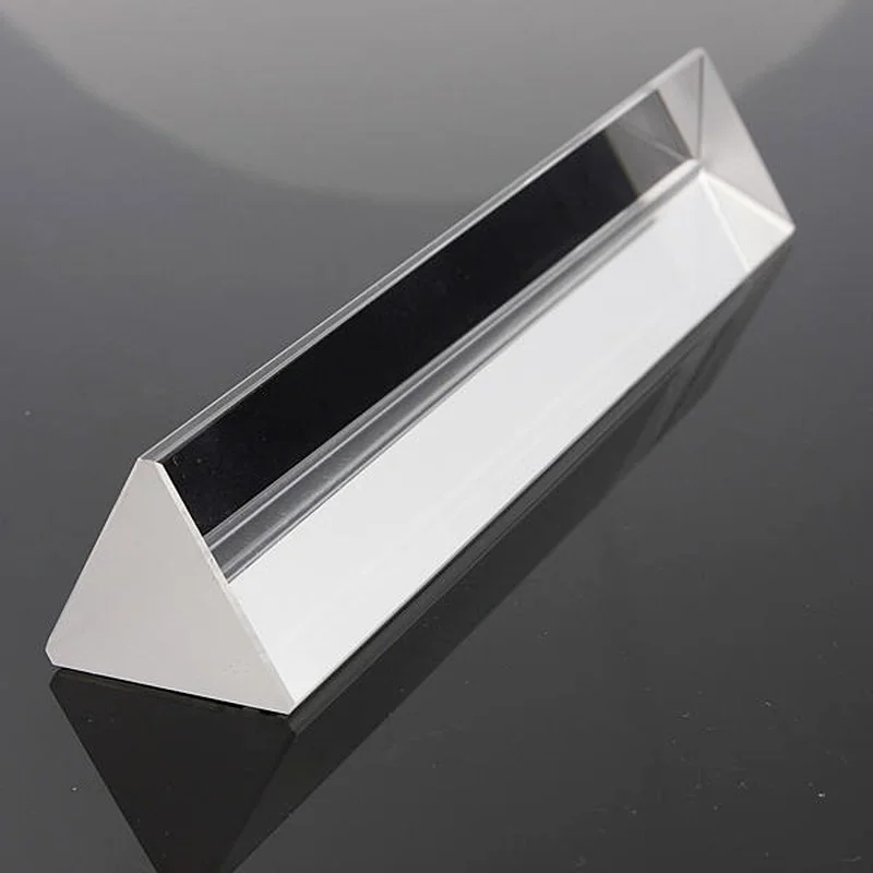 15CM Optical Glass Crystal Triple Triangular Prism Photography Physics Teaching Light Spectrum