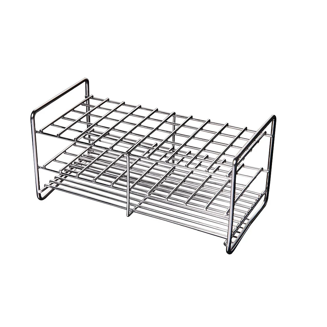 Test Tube Holder Stainless Steel Wire Rack Stainless Steel Test Tube Stand For Tubes Hole Diameter 18mm ~ 19.5mm 50 Wells 1 / PK