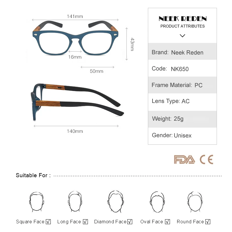 Blue Men Unisex Reading Glasses Retro Women Resin Lens Presbyopia With Diopters 0 +0.5 +0.75 +1.75 +2.75 +3.0 +3.25 +3.75 +4.0