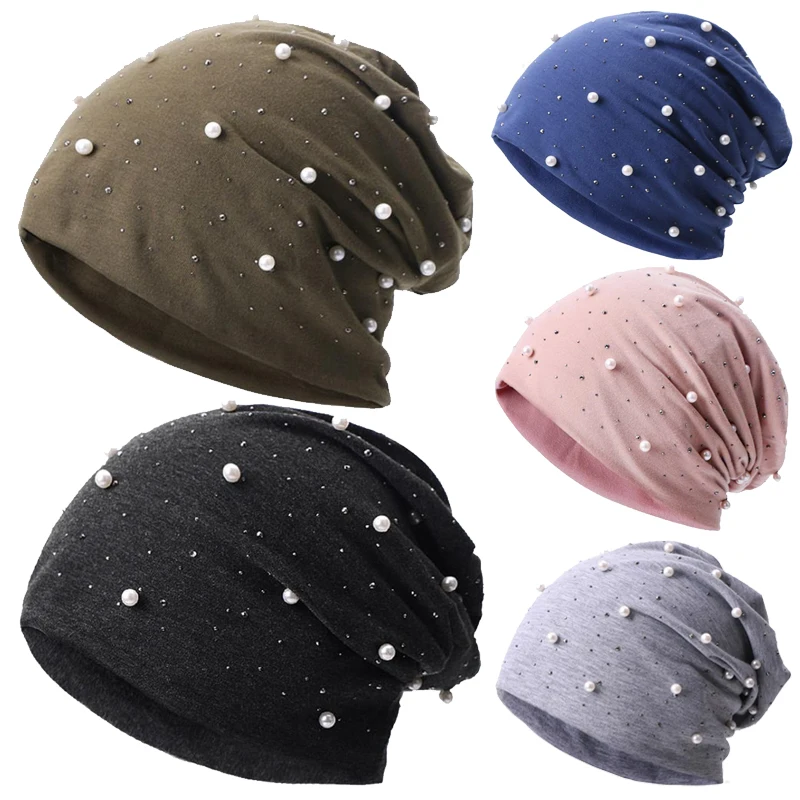 

Women Hat Pearl Beanies Baggy Skullies Hats Winter Warm Striped Cap Unisex Keep Elastic Hedging Caps Soft Elasticity Cap Hat