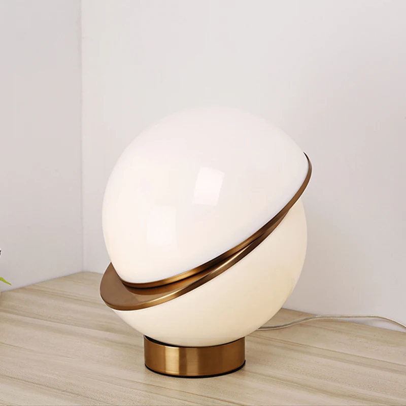 Nordic postmodern White creative ball Bedroom Bedside table Lamp Home decor metalmisaligned Round ball LED Lighting fixture