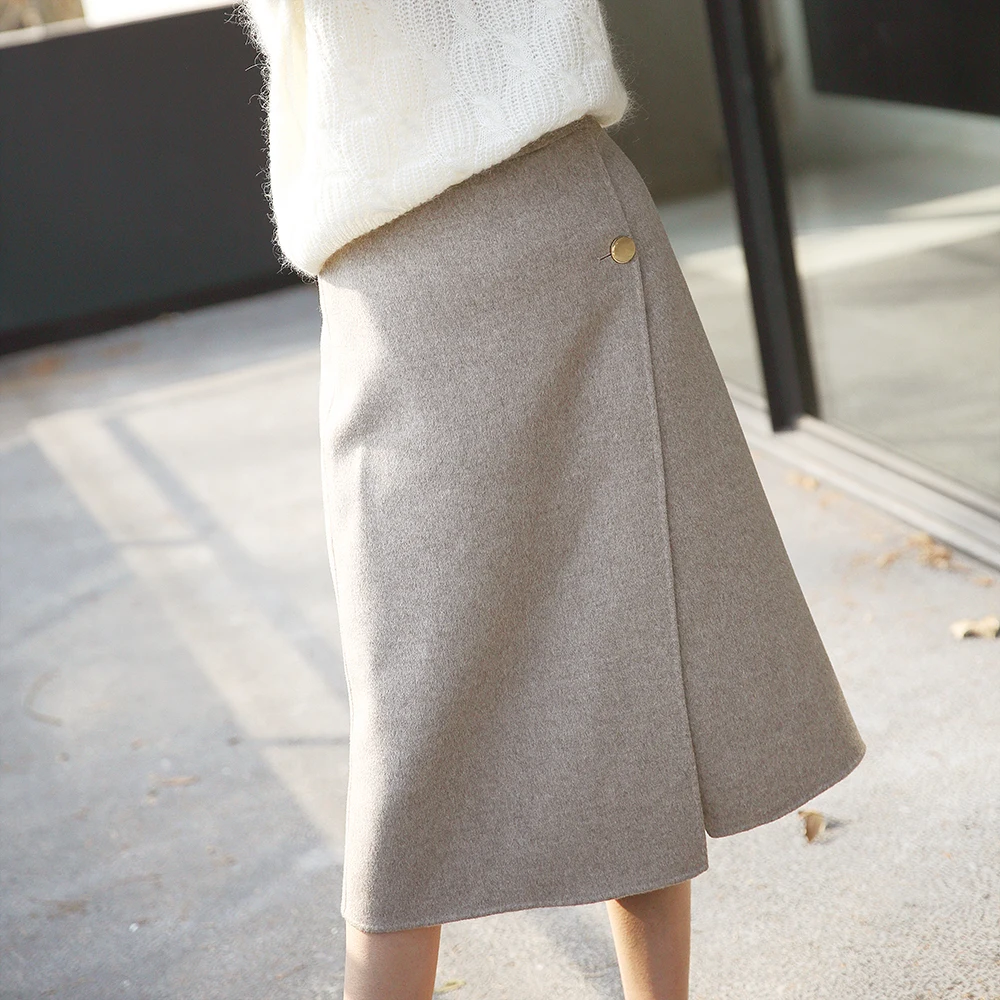 Spring and autumn skirt skirts women 2019 fashion Double faced wool mid-long black Camel bodycon plus size skirt office skirts