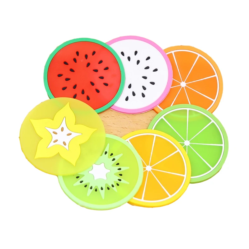 Creative Fruit Shape Coaster Cup Pads Silicone Insulation Mat Hot Drink Holder Watermelon Kiwi Lime Mango Orange Carambola Lemon