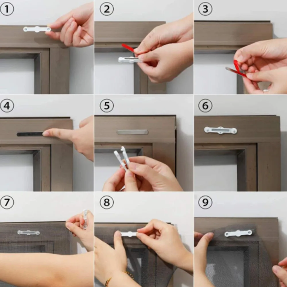 8pcs Screen Window Installation Buckle Self-adhesive Fixing Clips Adjustable Plastic Window Grids Snap Fastener