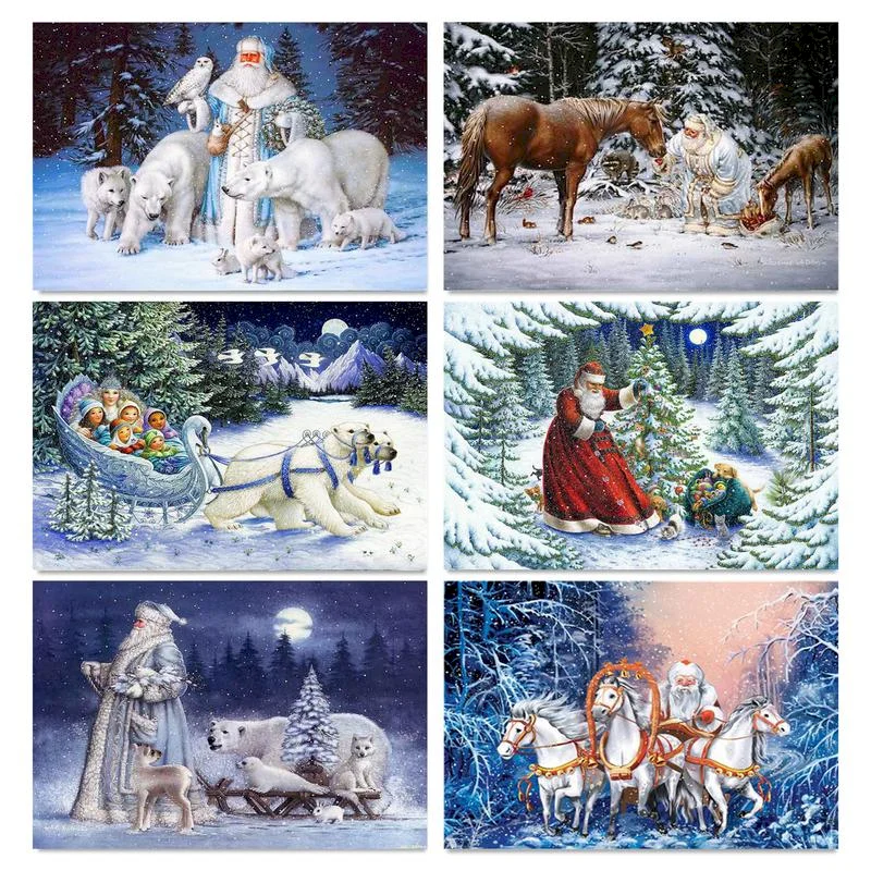 

Landscape Christmas Coloring By Numbers Painting Kit Acrylic Paints Canvas Pictures Decorative Paintings Handicraft Frame