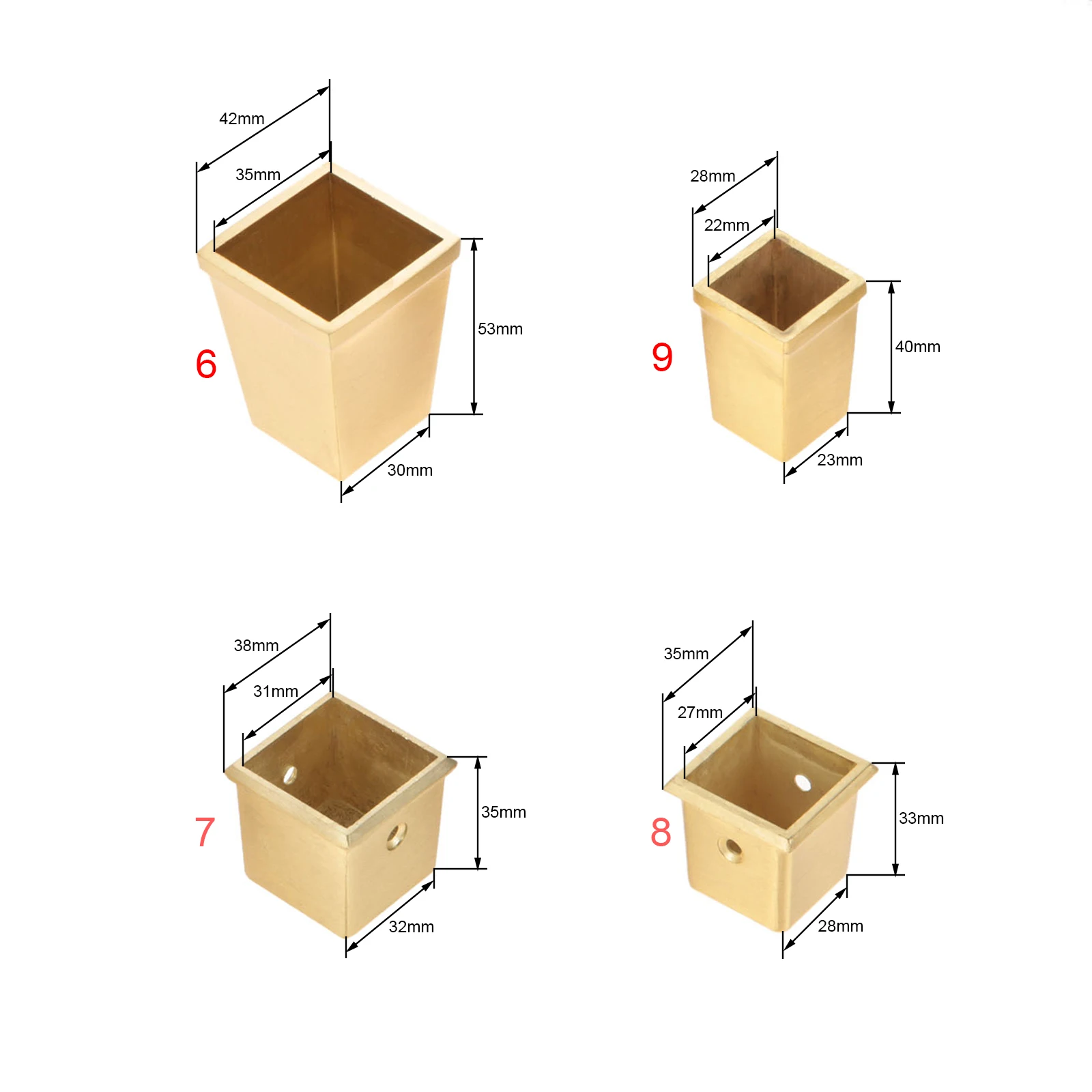 Cubierta de pata de mueble con punta de cobre macizo, cilindro de latón cepillado para mesa y silla, tapa de cono, almohadilla de seguridad inferior de 20-42mm, 1 unidad