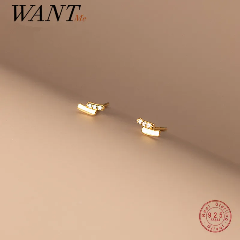 WANTME Pendientes Pequeños de Plata de Ley 925, Estilo Simple y Moderno, con Diseño de Sonrisa Coreana, para Mujeres y Adolescentes, Joyería Chic para Piercing Corporal