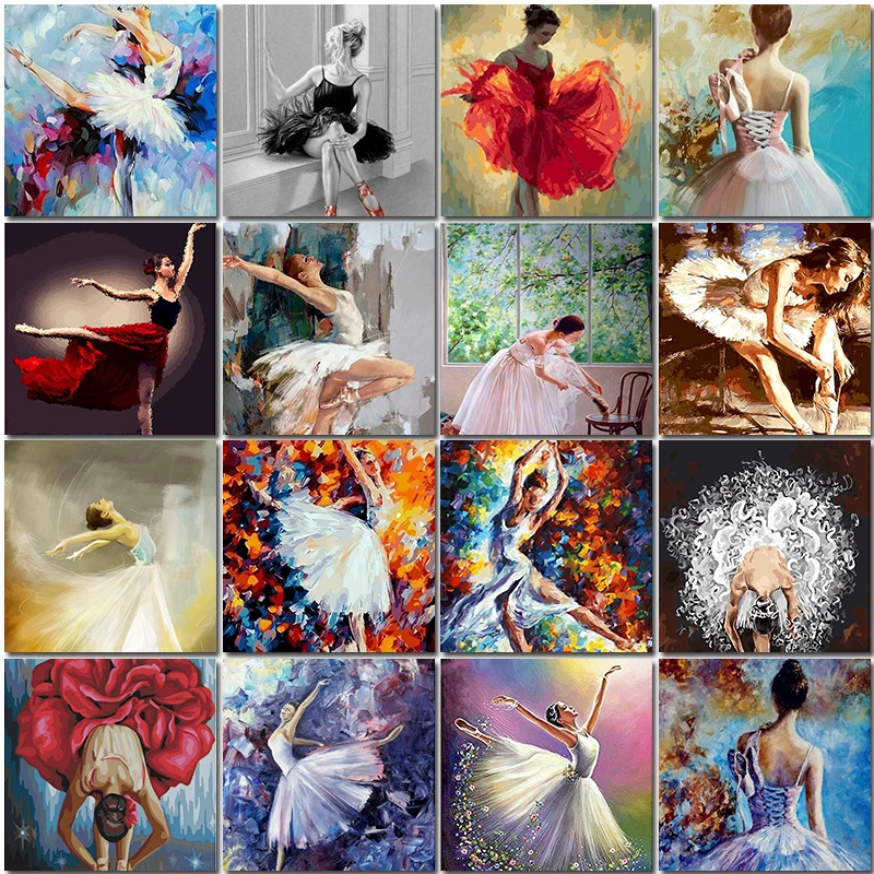 

Ballet Dancer Oil Picture By Numbers Acrylic Paint Colorful DIY Kits For Adults Drawing Coloring Painting By Number Decoration