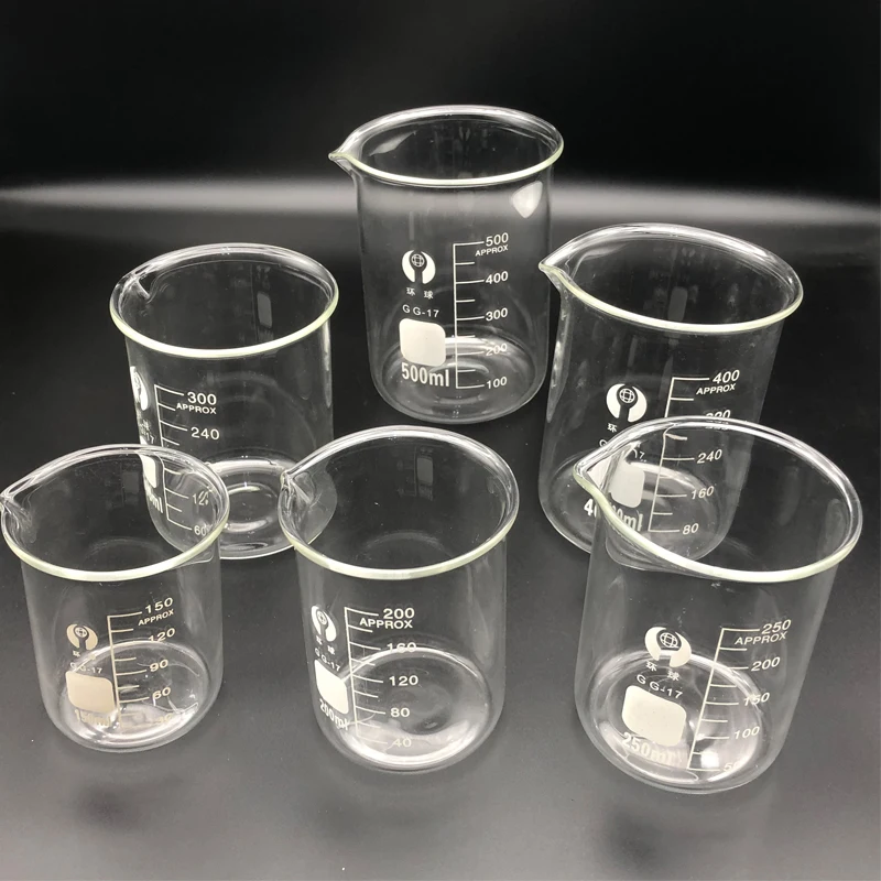 150/200/250/300/400/500mL Lab Glass Beaker Borosilicate The Kitchen Measuring Cup