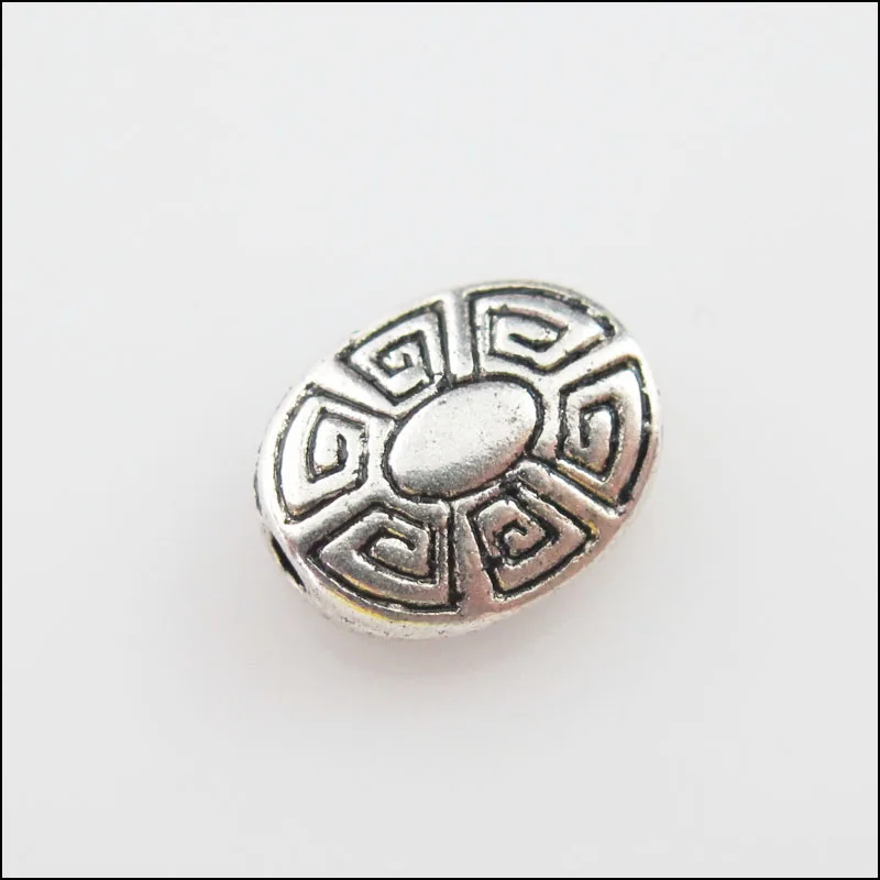 25 New Charms Tibetan Silver Tone Flower Oval Flat Spacer Beads 9x11mm