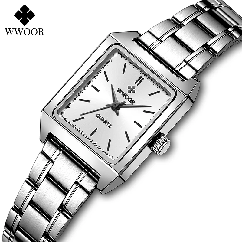 

WWOOR Reloj Luxury Design Women's Bracelet Watches Fashion Square Small Ladies Dress Quartz Waterproof Sport Watch Montre Femme