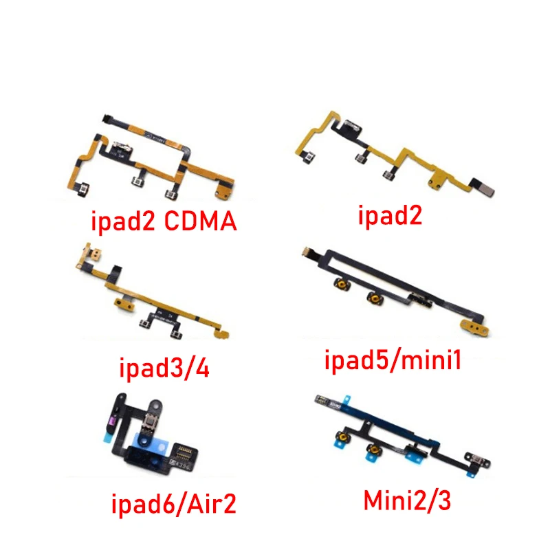 Power ON OFF Switch  Key Flex Cable For iPad 2 3 4 5 6 Air 2019 Mini 1 2 3 4 5 Volume Audio Mute Button Repair Parts