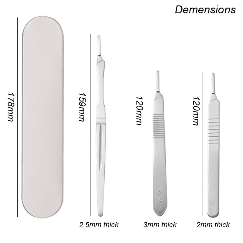 Upgraded Long & Thick Handle Carbon Steel Carving Scalpel Blades Medical Cutting Sliding Scalpel Knife Storage Blade 10 11 12 15