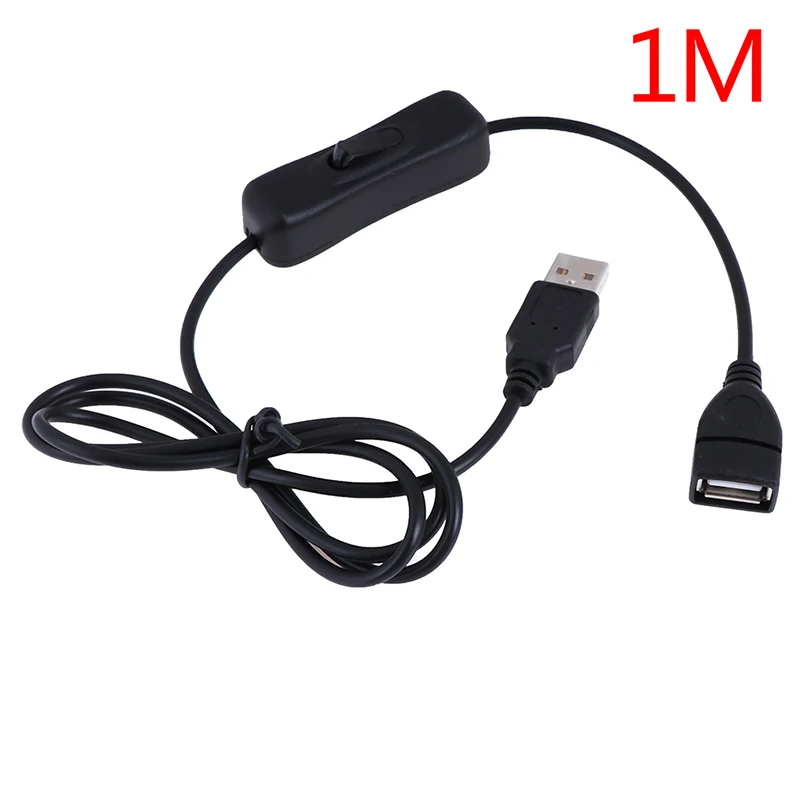 1PC Black Electronics Date Converting 1M USB Cable Male to Female Switch ON OFF Cable Toggle LED Lamp Power Line 