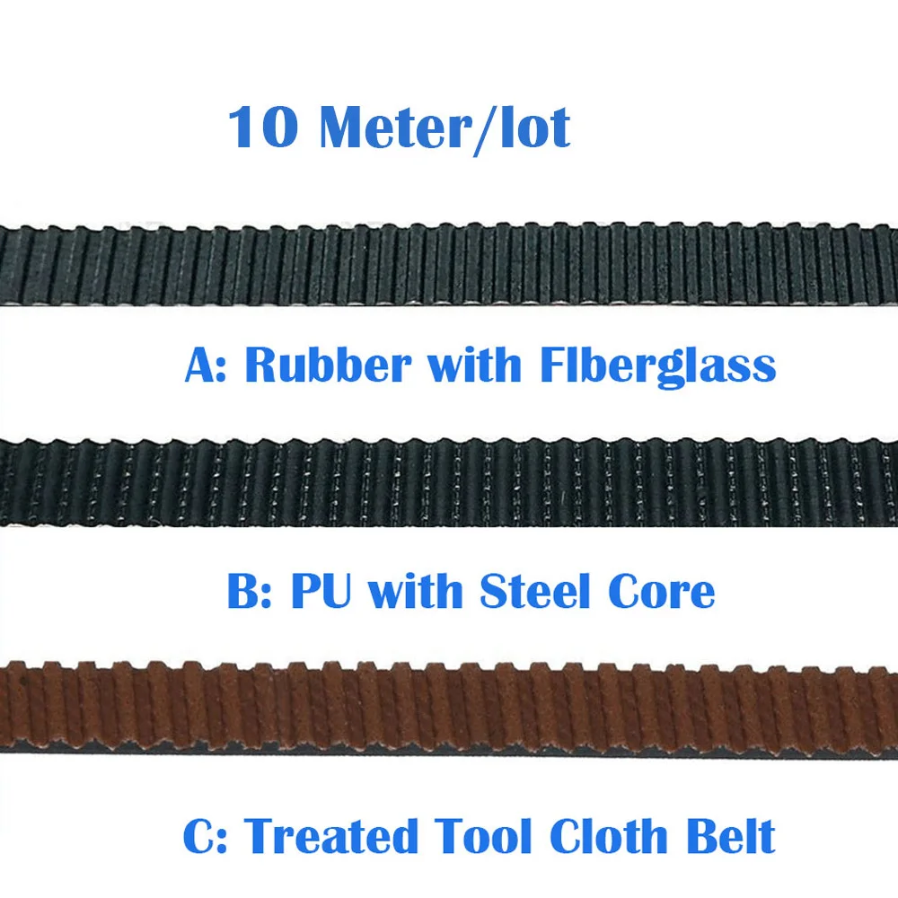10M 2GT cinghia dentata aperta 6mm PU con anima in acciaio cinghia dentata in fibra di vetro in gomma GT2 cinghia da 6mm per stampante 3d