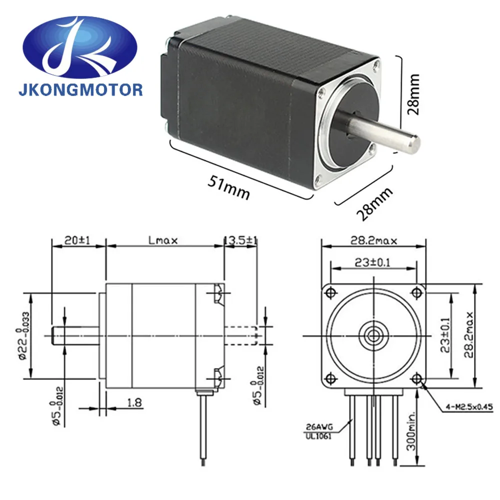 Nema 11 Stepper Motor 51mm 0.67A 1.8 deg 12Ncm(17oz.in) 4-lead Nema 11 Step  Motor for DIY CNC XYZ 3D Printer
