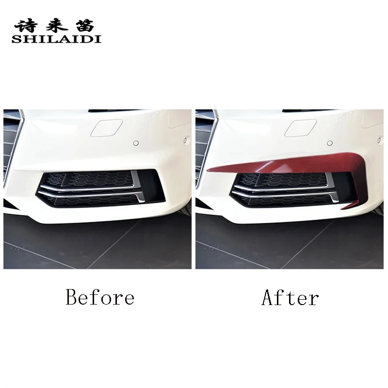 Car Styling Front Fog Lamp Wind Knife Cover Strips Trim For Audi A4 B9 Sport style Spoiler Air Knife Modified Auto Accessories
