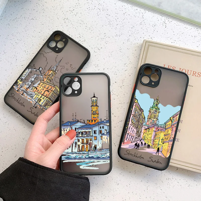 Travelling world travel Street painting Phone Case For Iphone 15 14 13 11 12 Pro Max 7 8 PLUS SE2 X XS XR Hard Matte Back Cover