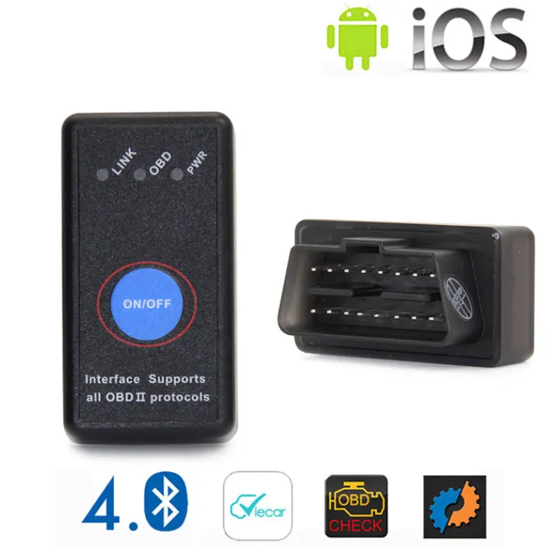 New Mini ELM 327 Bluetooth 4.0 with Power Switch 25K80 ELM327 V1.5 OBD2 Interface Scan Tool for IOS Android