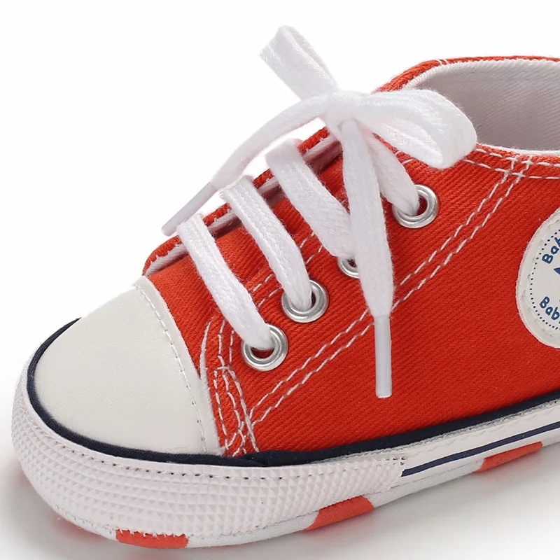 Canvas-Turnschuhe für Babys, Jungen und Mädchen, Lauflernschuhe für Kleinkinder, rutschfest, weiche Sohle, klassische Schuhe für Neugeborene, 0–18 Monate – Detail 7
