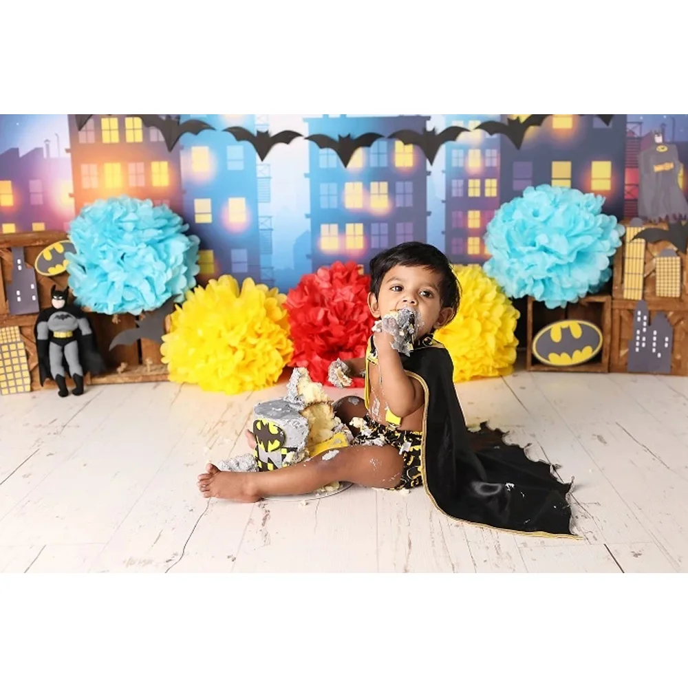 خلفية سوبر هيرو سيتي للأطفال ، خلفية تصوير لعيد الميلاد الأول ، استوديو الصور