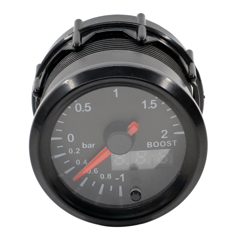 52mm High Speed Stepper Motor 7 Colors Light Dual Display Racing Car Turbine Boost Gauge -1~2 Bar Meter Instrument