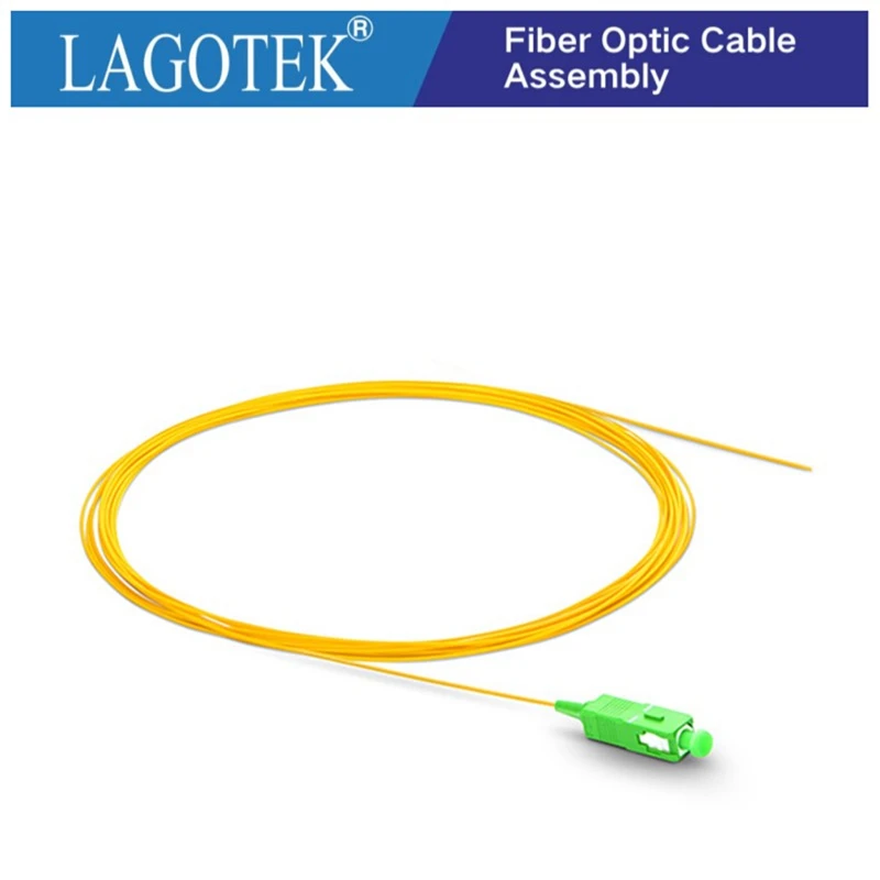 50/PCS  Lot SC/APC fiber Pigtail Simplex 9/125  Single Mode Fiber Optic Pigtail 0.9mm LSZH Yellow