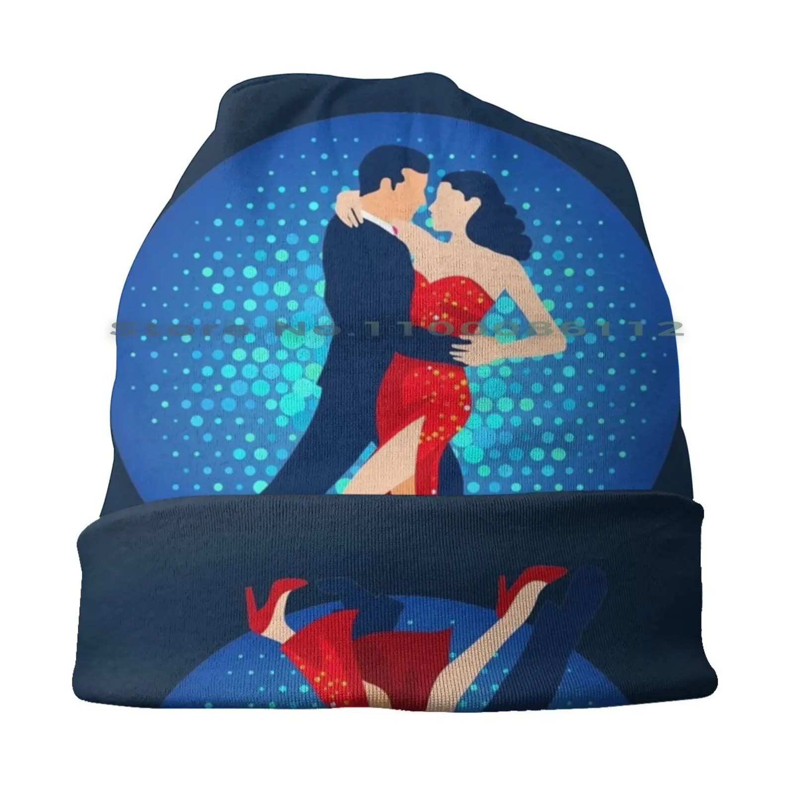 Tango Dancers Beanies Knit Hat Vector Dancing Couple Passion Love Cultures People Latin Beauty Dancer Ballroom Color Silhouette