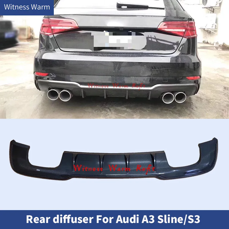 for 2017 2018 2019 Audi A3 Sportback Hatchback Sline Sport Bumper Diffuser S3 8v Carbon Fiber Frp Car Rear Bumper Spoiler Lip