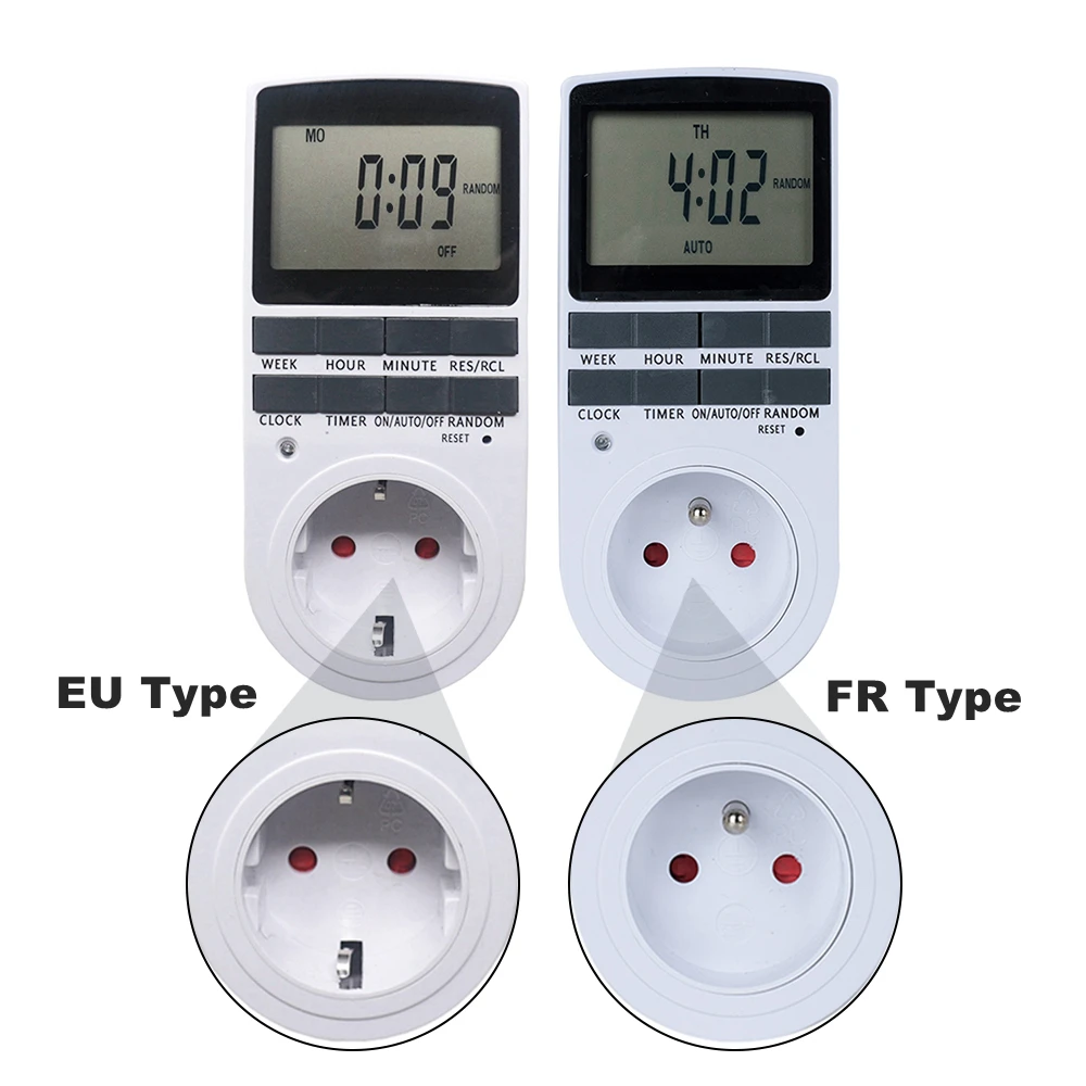 Programmer Timer Socket Timer Switch EU Fr BR UK Plug Electronic Timer Outlet Digital Kitchen Plug Sockets 7 Day 12/24 Hour