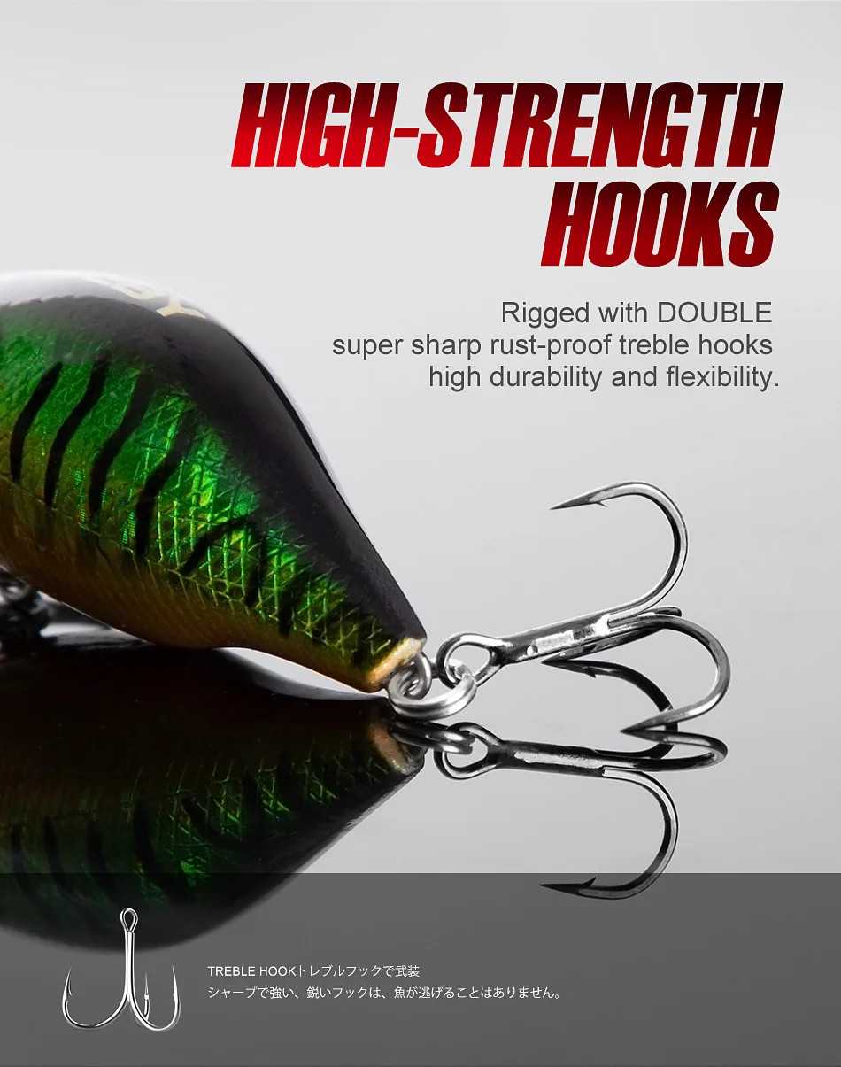 NOEBY Mini Schwimmender Crankbait Köder 45mm 8g Jerkbait Harter Köder für Forelle, Hecht, Barsch, Süßwasser-Angeln – Detail 7