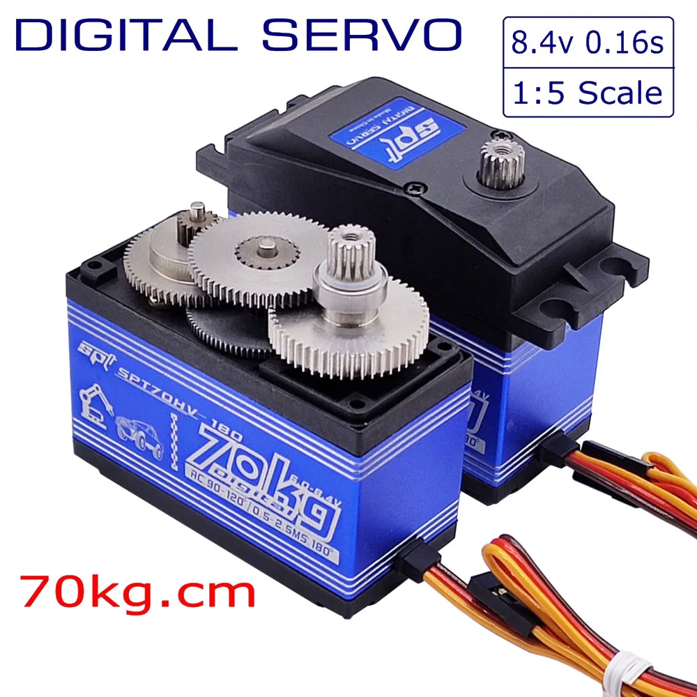 SPT70HV 4.8-8.4V High Torque 70KG Metal Gear Digital Servo 180°/270° 15T Metal Arms For 1:5 RC Model Car BAJA Traxxas Robot Diy