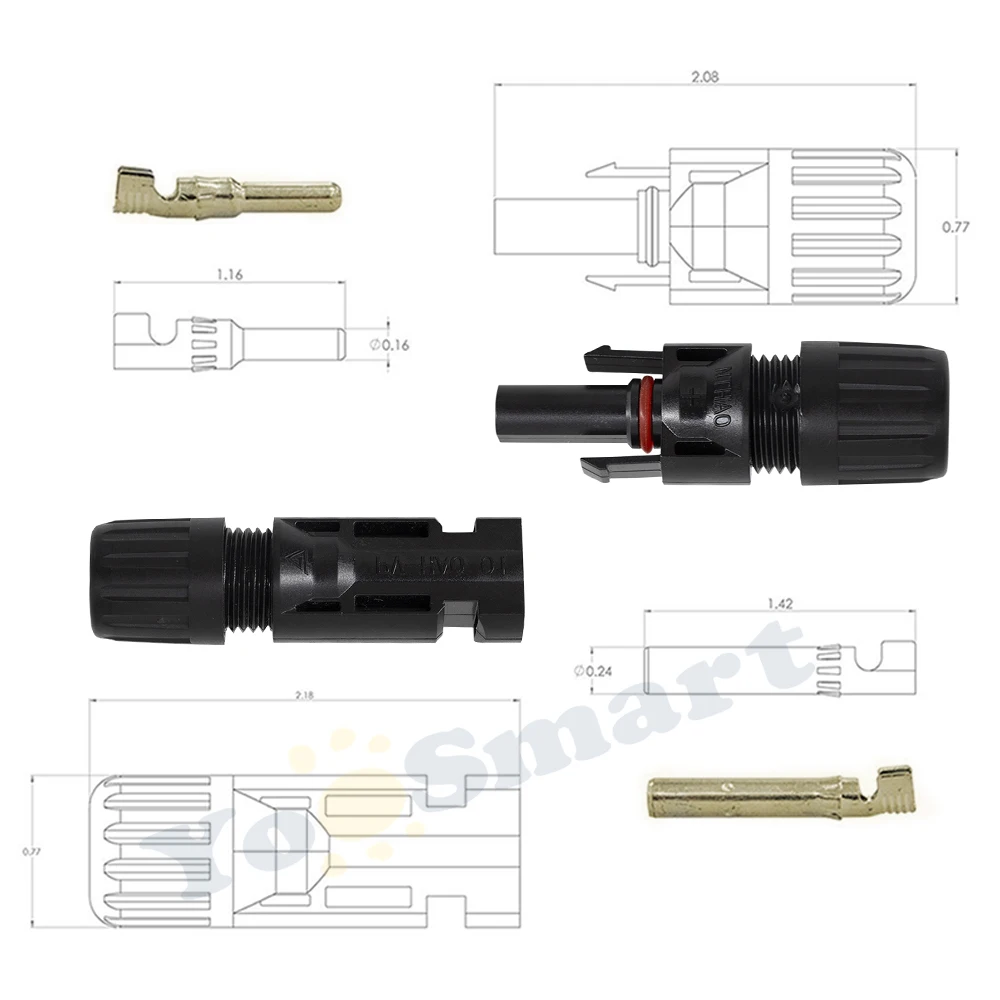 PowMr 10/20 Pairs Solar Panel Connector Male and Female+1pair Spanner Fit For Solar Cable Cross Sections 2.5mm2~6.0mm2 IP67 New