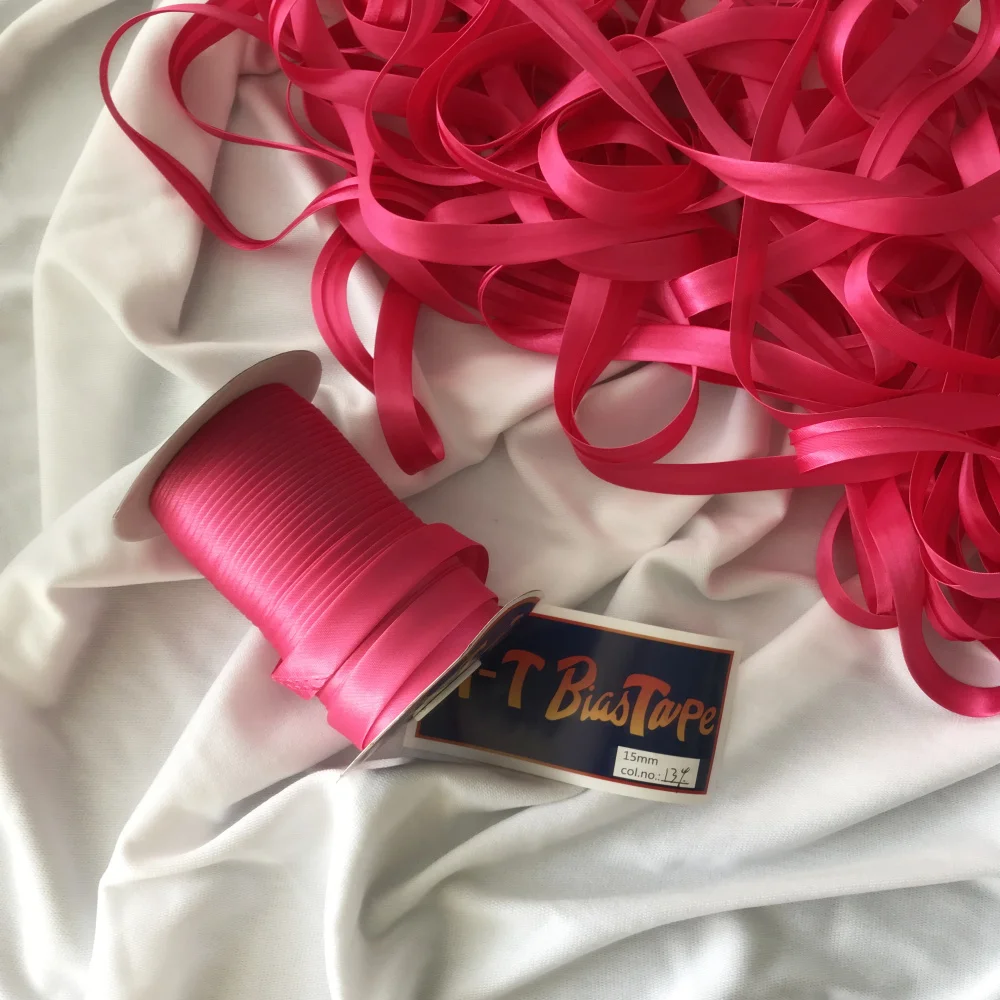 

25yards/roll Polyester 5/8"(15mm) Satin Bias Tape Bias Binding Solid Color For DIY Garment Sewing And Trimming