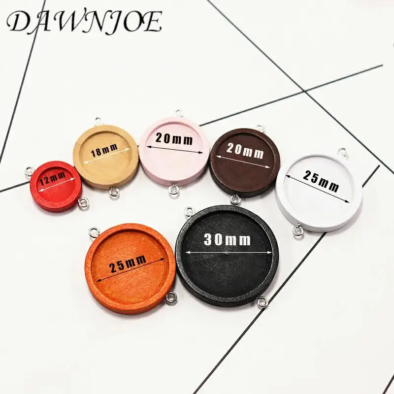 10pcs 12/18/20/25/30 mm Double Connecting ring Wood Cabochon Tray Base DIY Making  Jewelry Components Earring Bracelet Finding