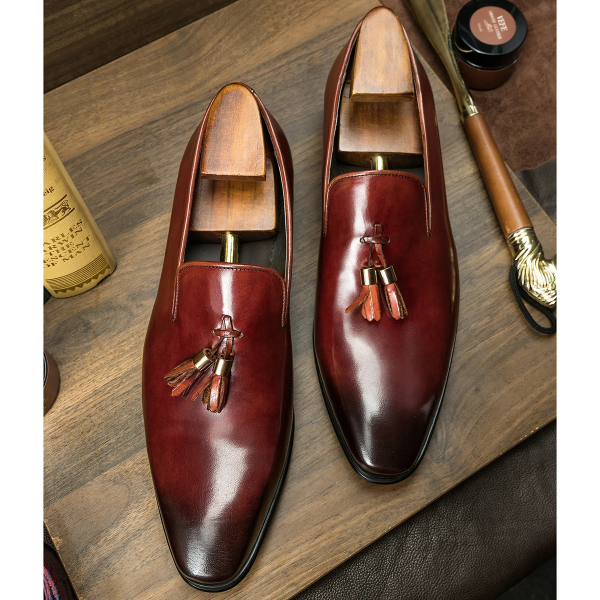 Hanmce Dress Office Shoes For Men Black Brown Casual Breathable Genuine Leather Comfortable Loafers Shoe