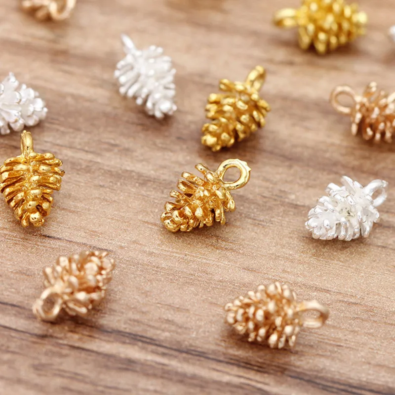 20pcs/lot 12x7mm Pine Cones Pendants Copper Piece Pendant Charms for DIY Bracelet Ear Jewelry Findings Making Craft