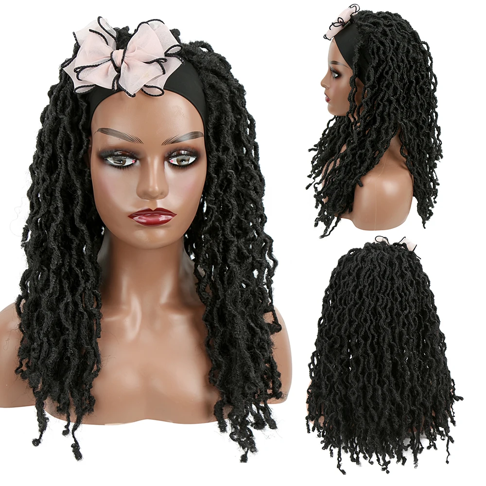 Natifah Faux Locs Dreadlocks Pruiken Gevlochten Pruik Synthetische Godin Met Hoofdband Voor Vrouwen Gypsy Locs Zachte Dreads Vlechten Haar Pruik