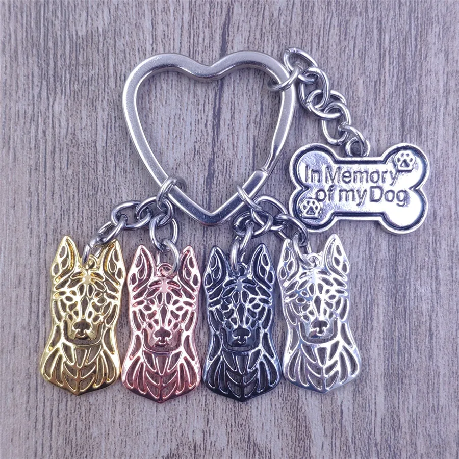 Hot Sale Dutch Sheherd Dog Animal Cute Gold Silver Plated Keychain For Bag Car Women Men Girls Boys Love Jewelry K196