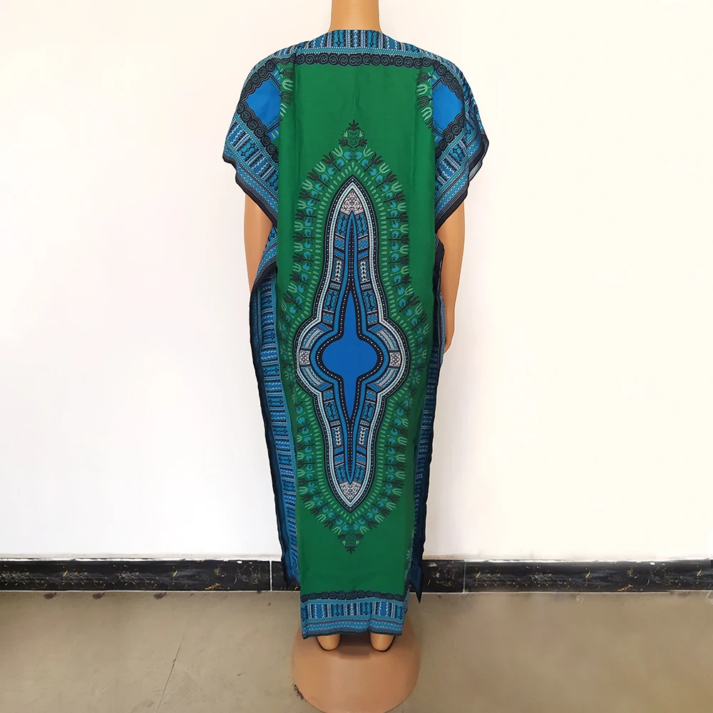 African Dresses For Women Ankara Dashiki Embroidery Printed Fashion Clothing Batwing Sleeve Dubai Evening Dresses Muslim Boubou