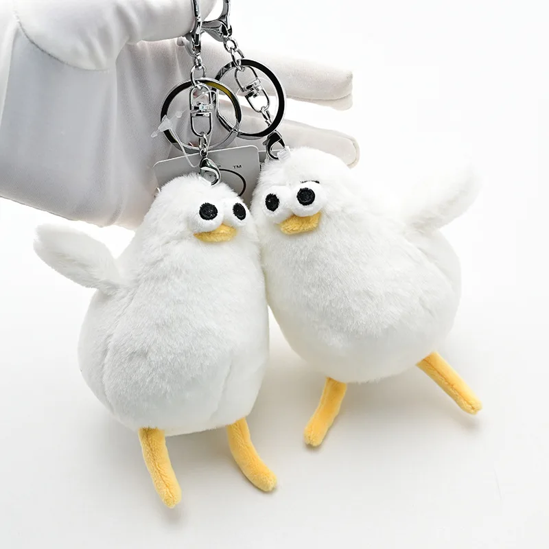 fashione New Cartoon Seagull plush toy keychain creative Exquisite backpack doll white car pendant couple birthday gift