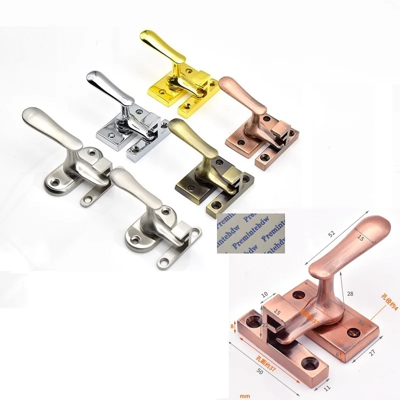 2Pcs/Lot  Zinc Alloy Stainless Steel Window Door Latch Lever Rotation With Screws Shiny Gold Red Bronze