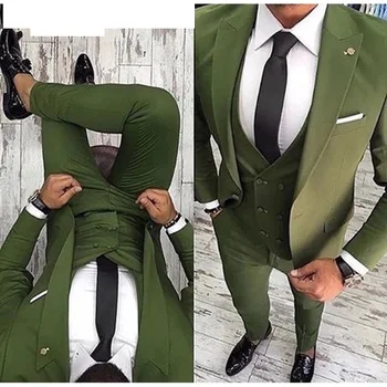 Men Suits Prom Tuxedo Slim Fit 3 Piece Groom Wedding Suits For Men Custom Blazer Terno Masuclino 3 Pieces (Jacket + Vest + Pant) 2 Men Suits Prom Tuxedo Slim Fit 3 Piece Groom Wedding Suits For Men Custom Blazer Terno Masuclino 3 Pieces (Jacket + Vest + Pant) 2