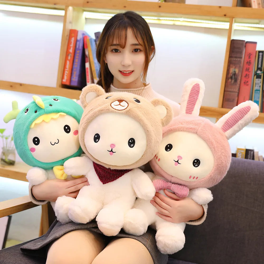 Nice Huggable 1pc 25-60cm Super Kawaii Rabbit Plush Toys Cute Shark Bear Stuffed Soft Accompany Pillow Kids Birthday Gift Dolls