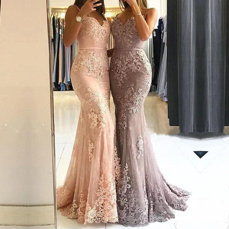 

Paghetti Strap Mermaid Evening Sweetheart Vestido de noiva Zipper or Lace Up Summer Dress High Quality Party Gowns