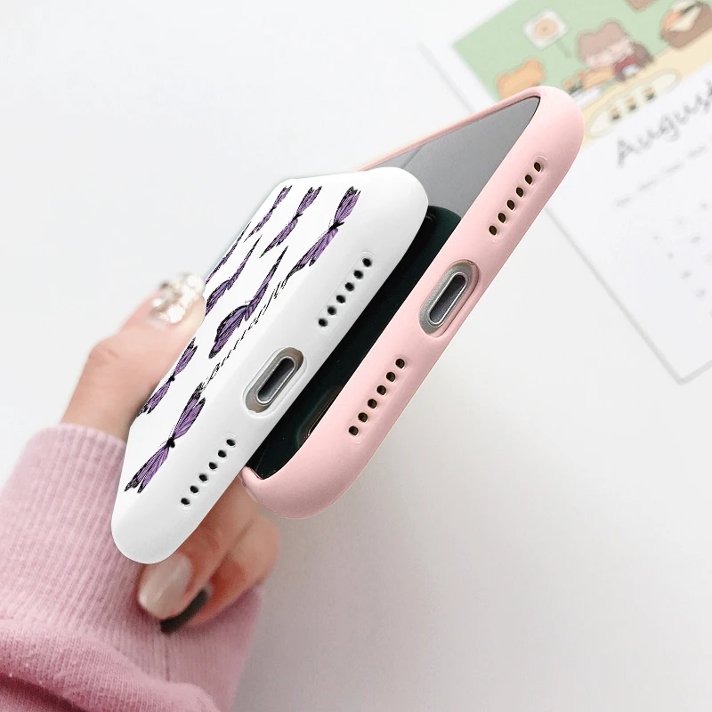 Case for iPhone 11 12 13 Pro Max Mini SE 2020 XR XS Max X 10 6 6S 8 7 Plus Funny Dinosaur Butterfly Flower Frog Rainbow Cover