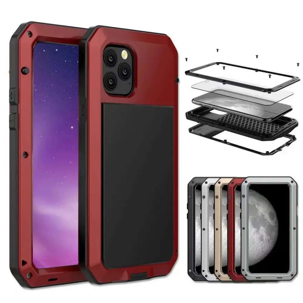 360 Full Protect Metal Shockproof Case for iPhone 15 14 13 12 11 Pro XS MAX XR 8 7 Plus SE 2022 Aluminum Doom Armor Phone Cover