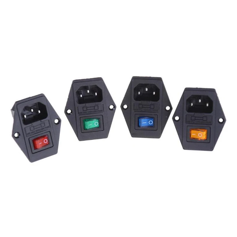 

1pcs Hot 10A 250V Inlet Module Plug Fuse Switch Male Power Socket 3 Pin/4pin IEC320 C14 New