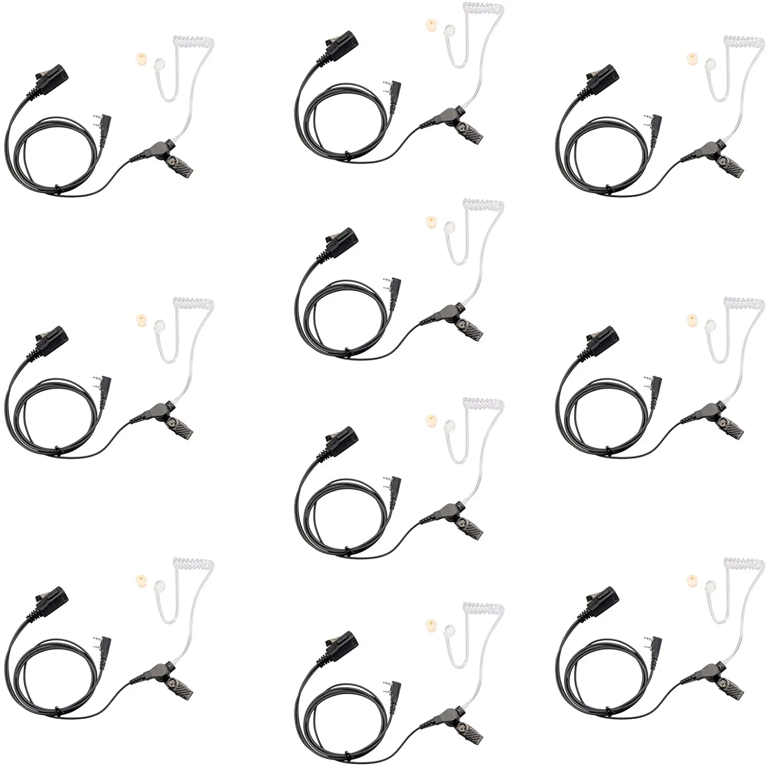 

2 Pin Acoustic Tube Headset Walkie Talkies Earpiece with Mic Compatible for Kenwood Radio BF-888S UV-5R Retevis (10 Pack)